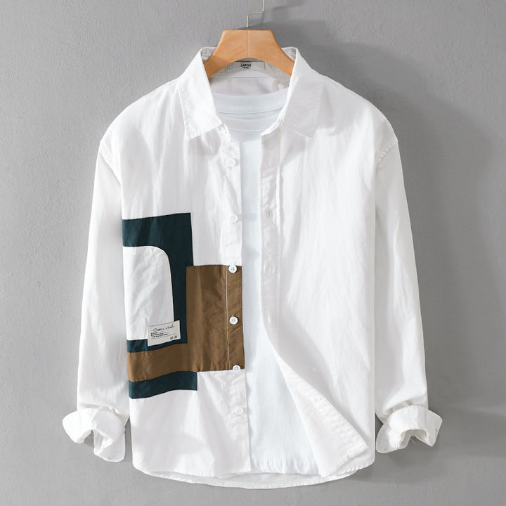 Herren Overshirt-Hemd mit geometrischem Patch-Design und Relaxed-Fit Echoarchiv