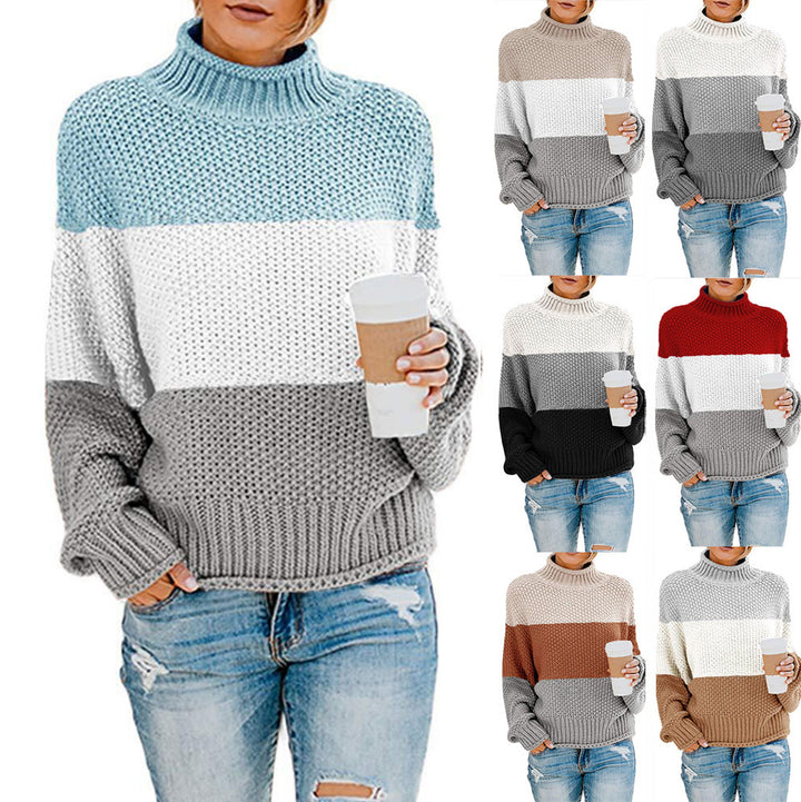 Damen nan grobstrick Rollkragenpullover mit Oversize-Schnitt und Blockstreifen-Optik Echo Archiv