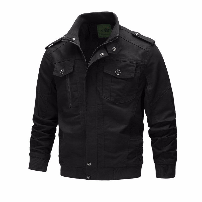 Herren nan leichter Baumwoll-Canvas Fliegerjacke mit Schulterklappen, verdecktem Reißverschluss und multifunktionalen Taschen Echo Archiv