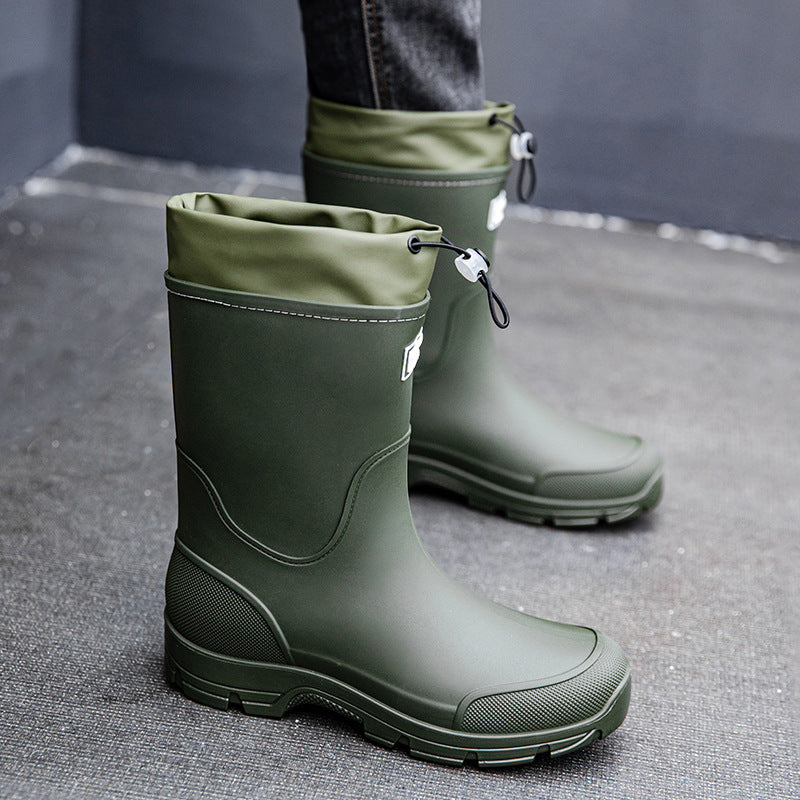 Herren wasserdichte Arbeits- und Regen-Gummistiefel mit verstellbarem Kordelabschluss und rutschfester Profilsohle Echoarhiv – Tavélo