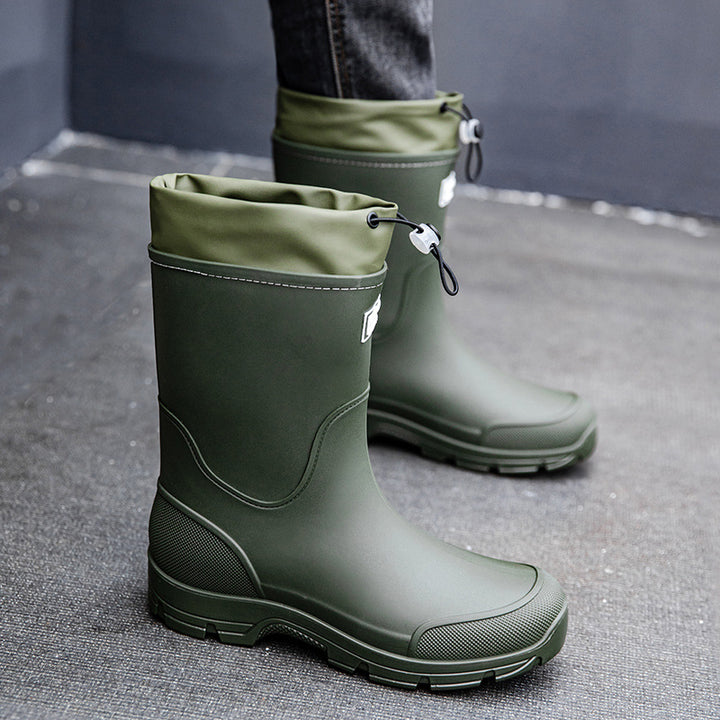 Herren wasserdichte Arbeits- und Regen-Gummistiefel mit verstellbarem Kordelabschluss und rutschfester Profilsohle Echoarhiv – Tavélo