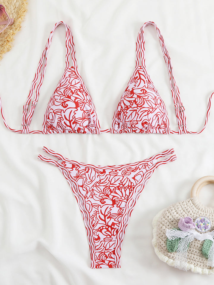 Damen Triangel-Bikini-Set mit verstellbaren Trägern und floralem Muster Echo Archiv