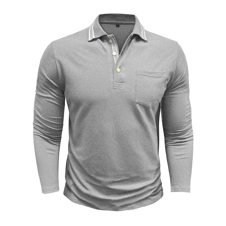 Herren Modisches Langarm-Polo mit Kontrastkragen Echoarchiv