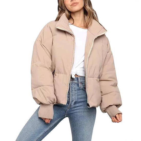 Damen Kurz geschnittene Stepp-Winterjacke mit Stehkragen, Reißverschluss und Rippbündchen Echo Archiv