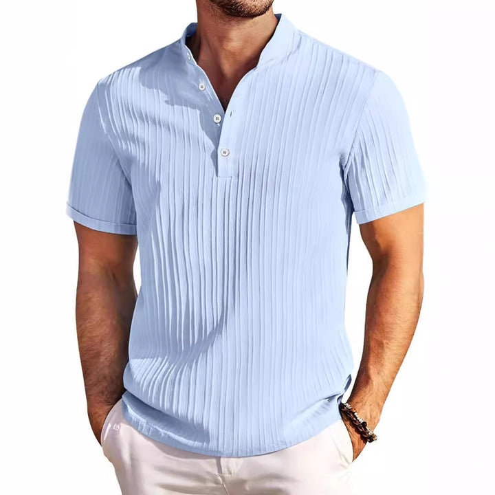 Herren Kurzarm Henley-T-Shirt mit strukturiertem Design Echoarchiv