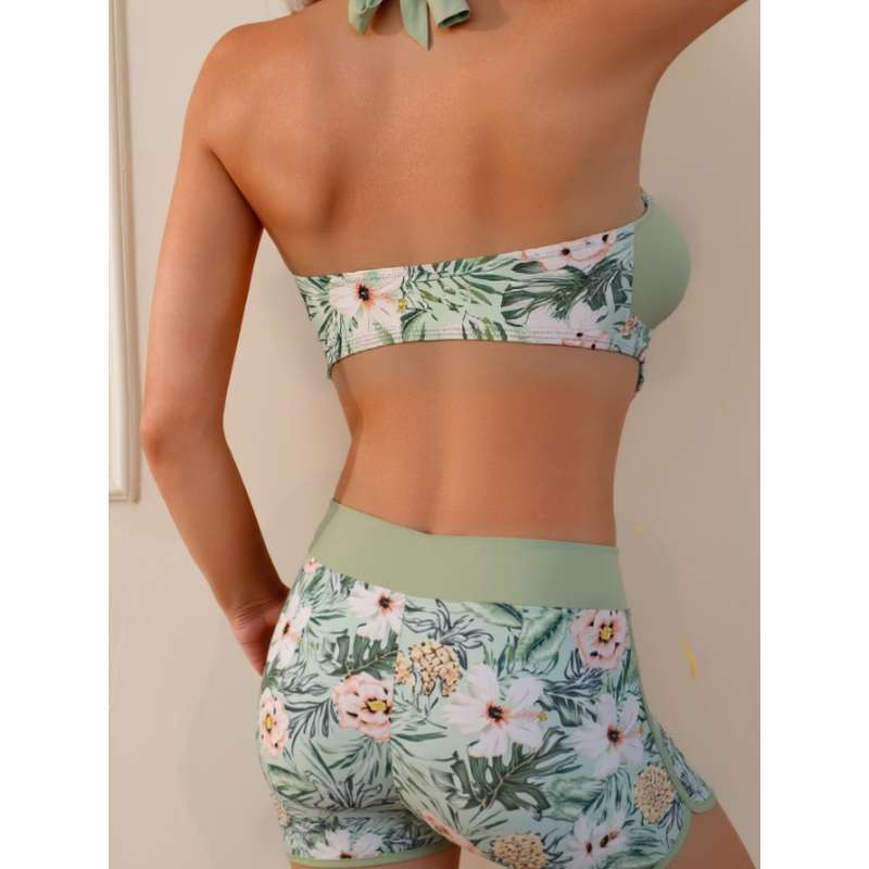 Damen sportliches Bikini-Set mit hohem Bund und floralem Design Echo Archiv