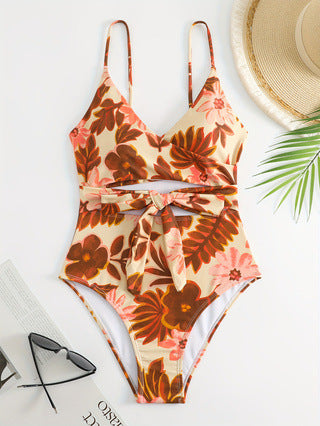 Damen Eleganter Blumenmuster Einteiler Badeanzug Echo Archiv