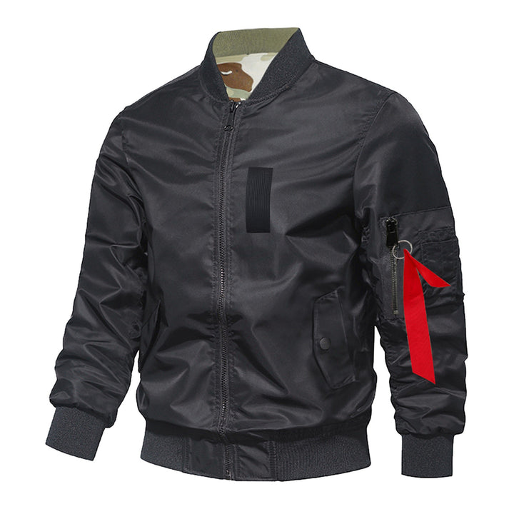 Men's slim insulated flight-style bomber with zip utility sleeve and angled flap pockets – Brevano