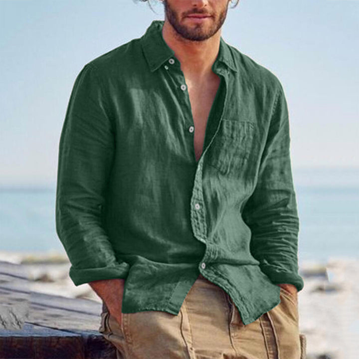 Herren nan Leinenhemd mit Brusttasche und lässiger Strandpassform Echo Archiv