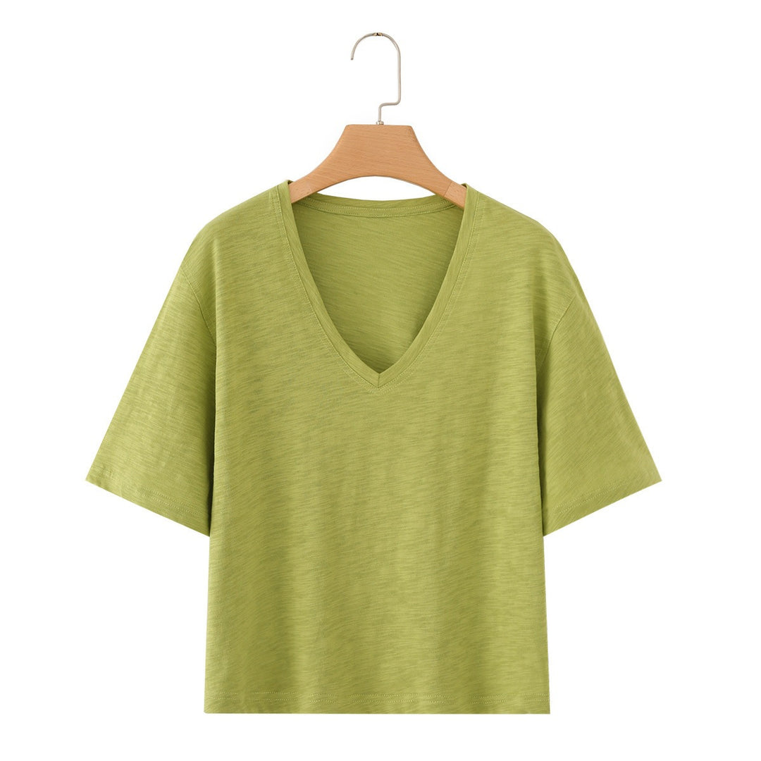 Damen lässiges T-Shirt mit V-Ausschnitt und luftiger Passform Echo Archiv