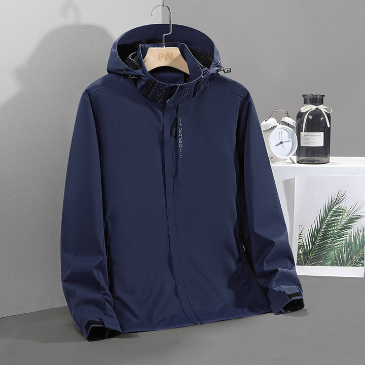 Herren Leichte wasserabweisende Softshell‑Außenjacke mit verstellbarer Kapuze und Sturmleiste – Taviero