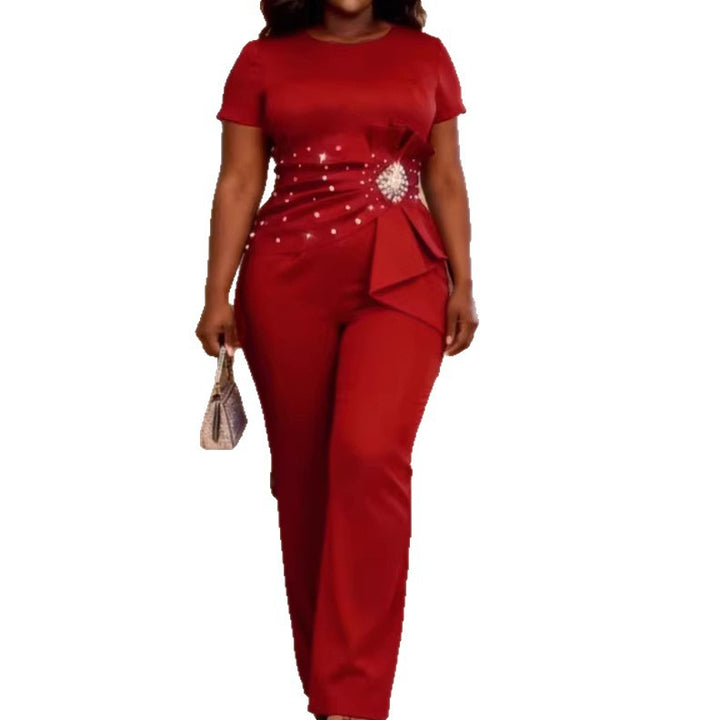 Damen elegante Jumpsuit mit figurbetonter Silhouette und Rüschendetails Echo Archiv