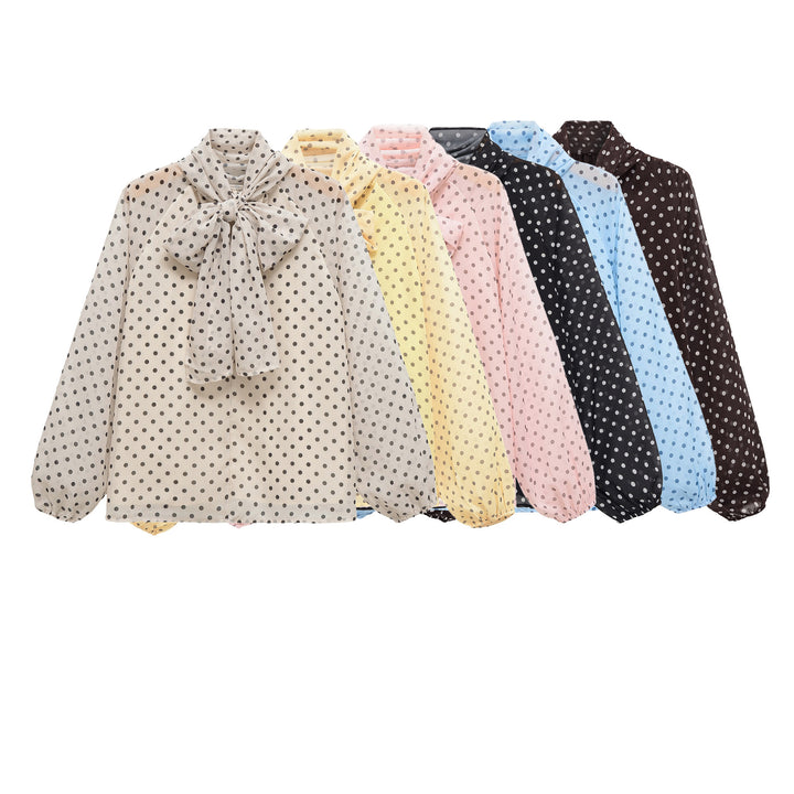 Damen Chiffonbluse mit Schleifenkragen und Ballonärmeln Echo Archiv