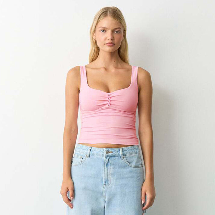 Damen hochwertige Bustier-Top mit dekorativem Knopfdesign Echo Archiv