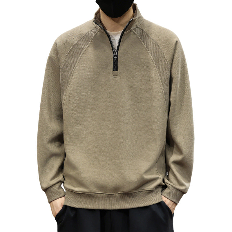 Herren Oversize-Halbzip-Sweatshirt mit hohem Stehkragen, Raglanärmeln & gerippten Abschlüssen Echoarchiv