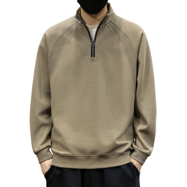 Herren Oversize-Halbzip-Sweatshirt mit hohem Stehkragen, Raglanärmeln & gerippten Abschlüssen Echoarchiv