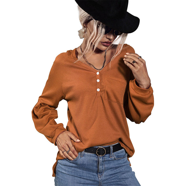 Damen Lässiges Langarmshirt mit Knopfleiste Echo Archiv