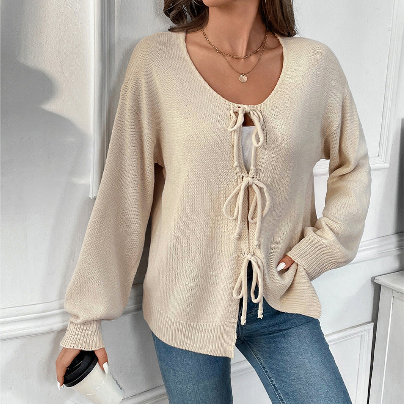 Damen Modischer Strickcardigan mit Kordelzug Echo Archiv