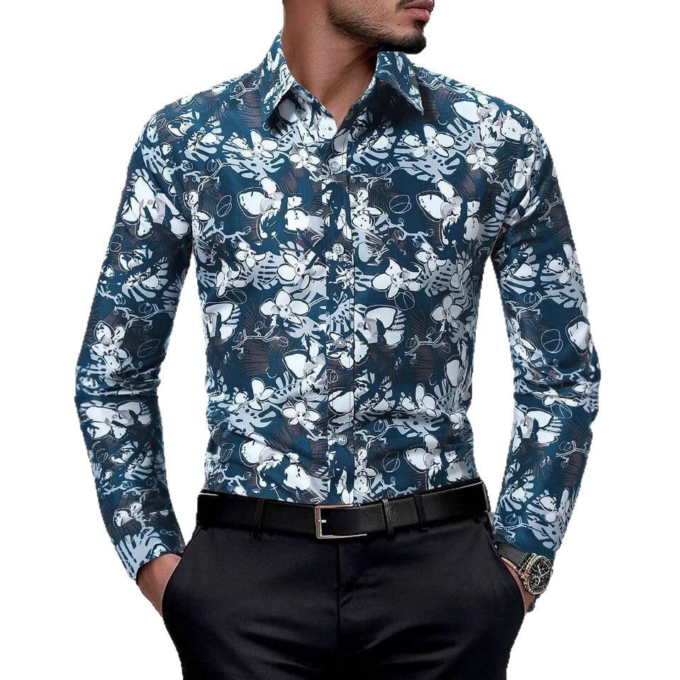 Herren Langarmhemd mit exquisitem Floral-Design Echoarchiv