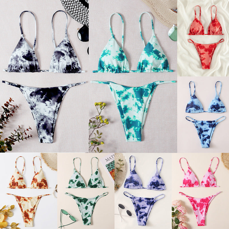 Damen Triangel-Bikini mit verstellbaren Trägern und Raffungen Echo Archiv