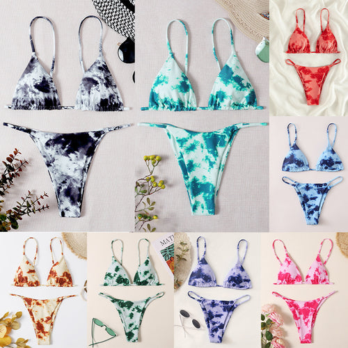Damen Triangel-Bikini mit verstellbaren Trägern und Raffungen Echo Archiv