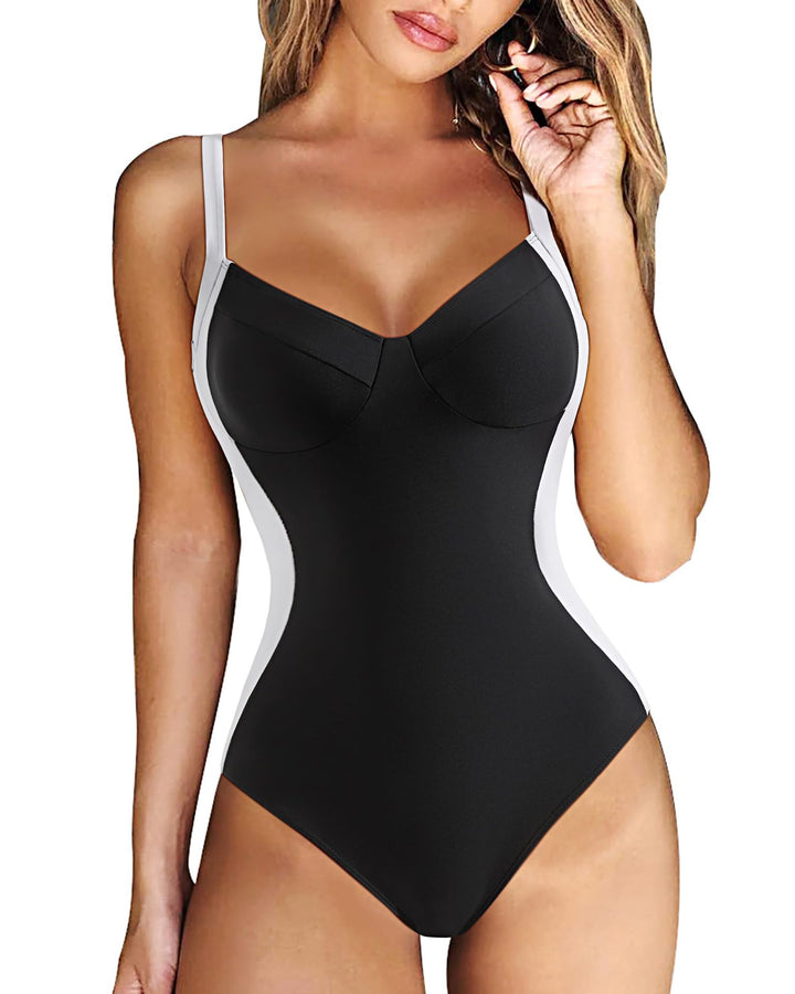 Damen eleganter Badeanzug mit wohltuendem V-Ausschnitt Echo Archiv