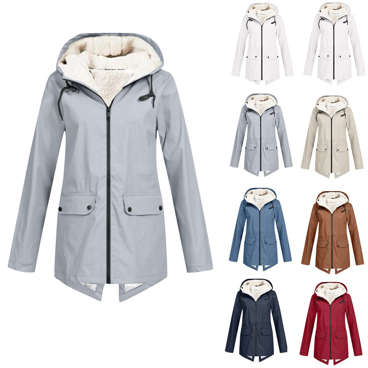 Damen wetterfeste und gefütterte Regenjacke mit verstellbarem Kapuzenkragen Echoarchiv