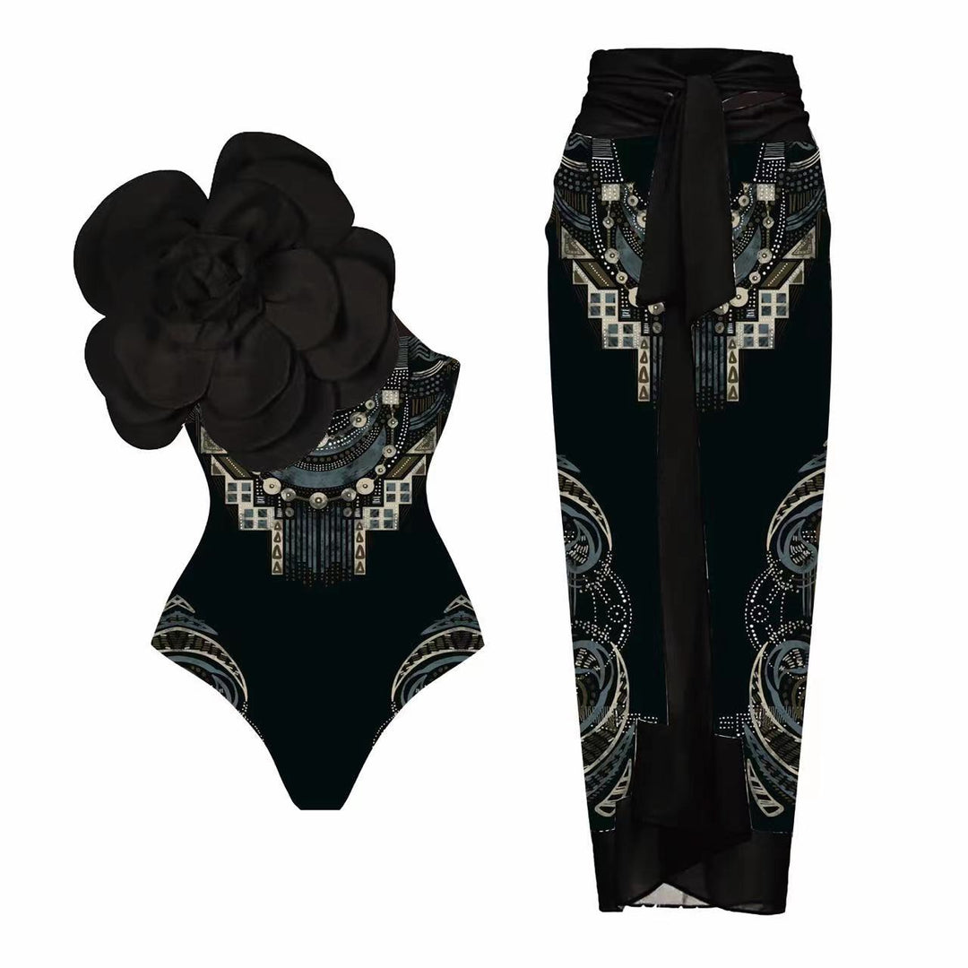 Damen Eleganter Einteiler mit kunstvoller Blumendekoration Echo Archiv