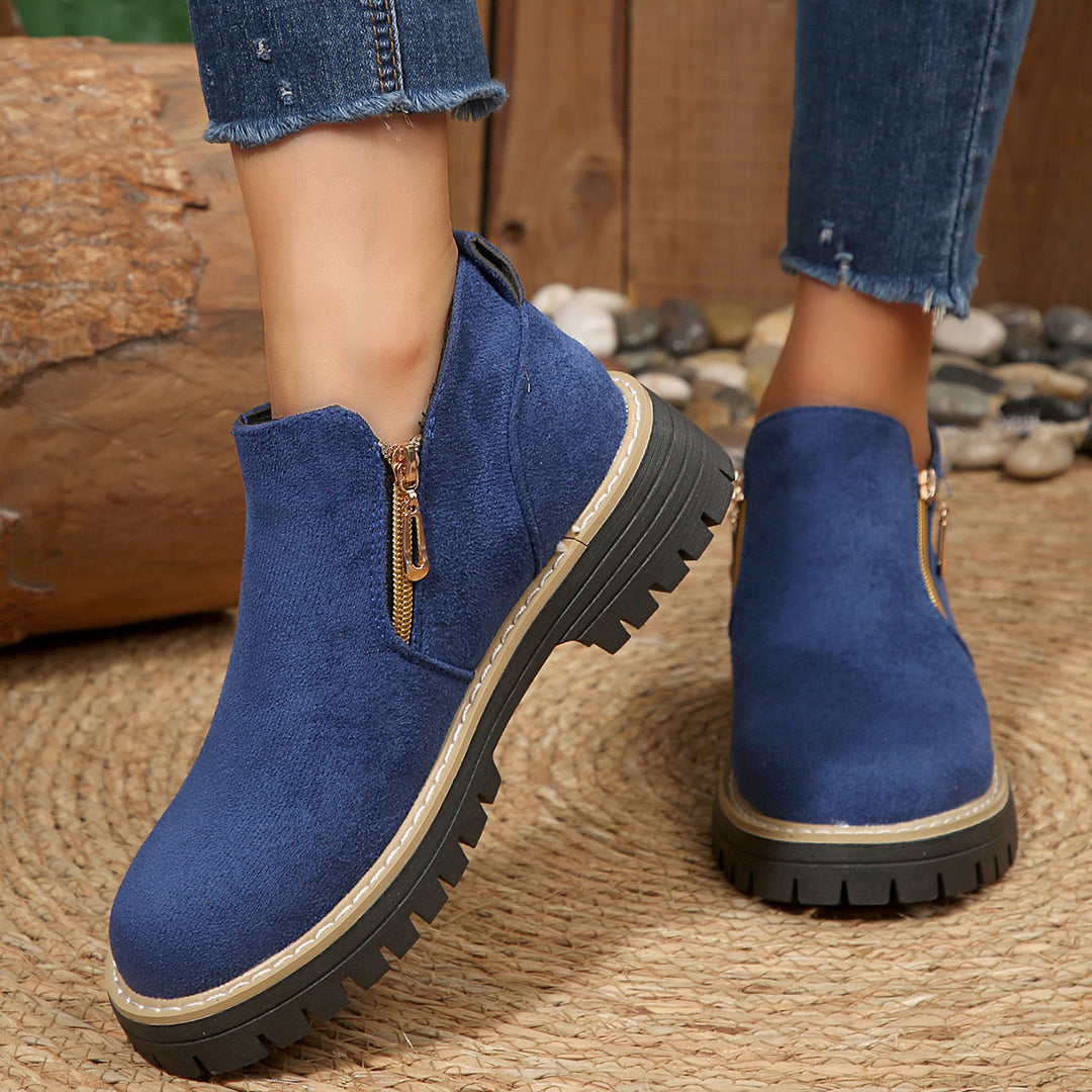 Damen Ankle-Boots mit Profilsohle, seitlichem Reißverschluss und gepolstertem Komfortschaft – Varelle