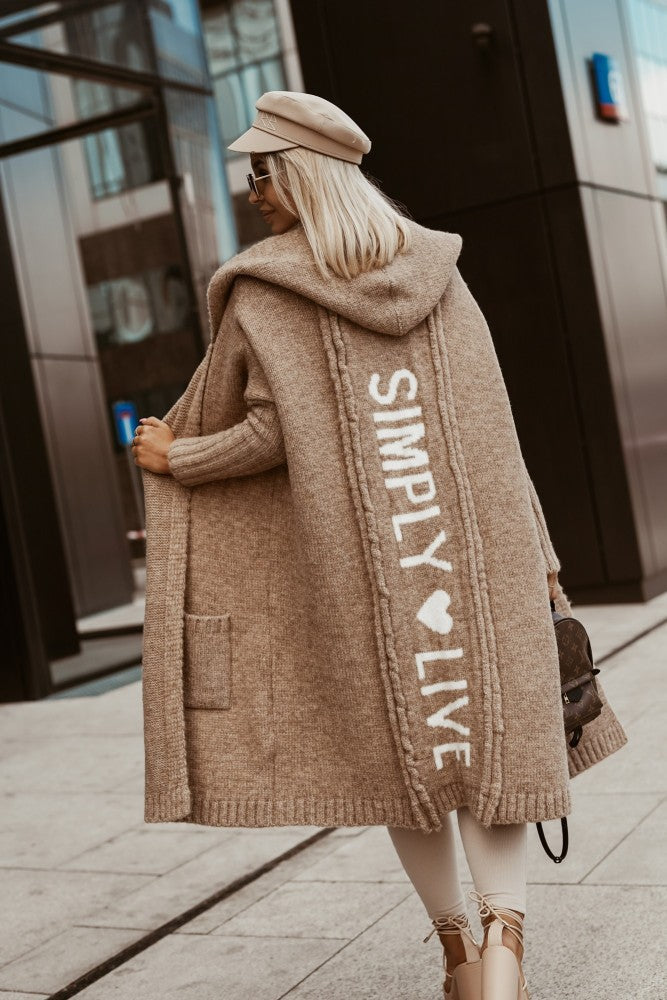 Damen Langarm-Strickmantel mit praktischen Taschen und offener Front Echoarchiv
