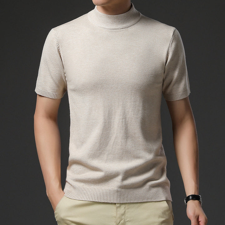 Herren elegantes Kurzarm-Pullover mit hochgeschlossenem Kragen Echoarchiv