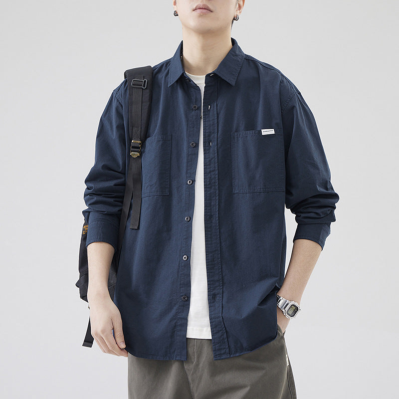 Herren Oversized Baumwollhemd mit doppelten Brusttaschen und Relaxed-Fit Echo Archiv