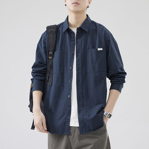 Herren Oversized Baumwollhemd mit doppelten Brusttaschen und Relaxed-Fit Echo Archiv