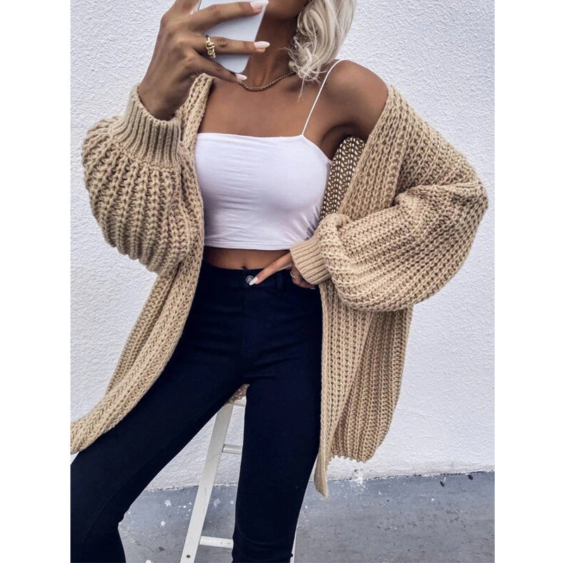 Damen Kuschel-Cardigan im Cocoon-Schnitt mit überlangen Ärmelbündchen und offener Front Echo Archiv