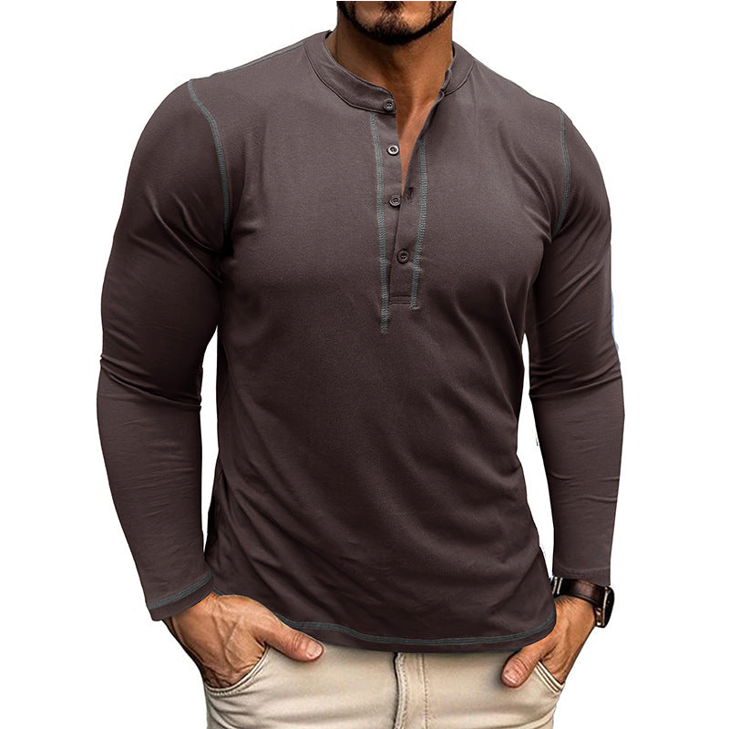 Herren Langarm-Henley-Shirt mit atmungsaktiver und elastischer Stofftechnologie Echoarchiv