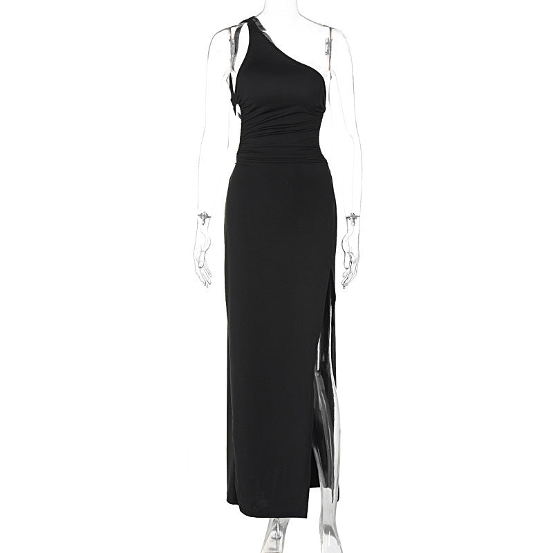 Damen Maxi-Kleid mit asymmetrischem Ausschnitt und eleganten Teilungsnähten Echo Archiv