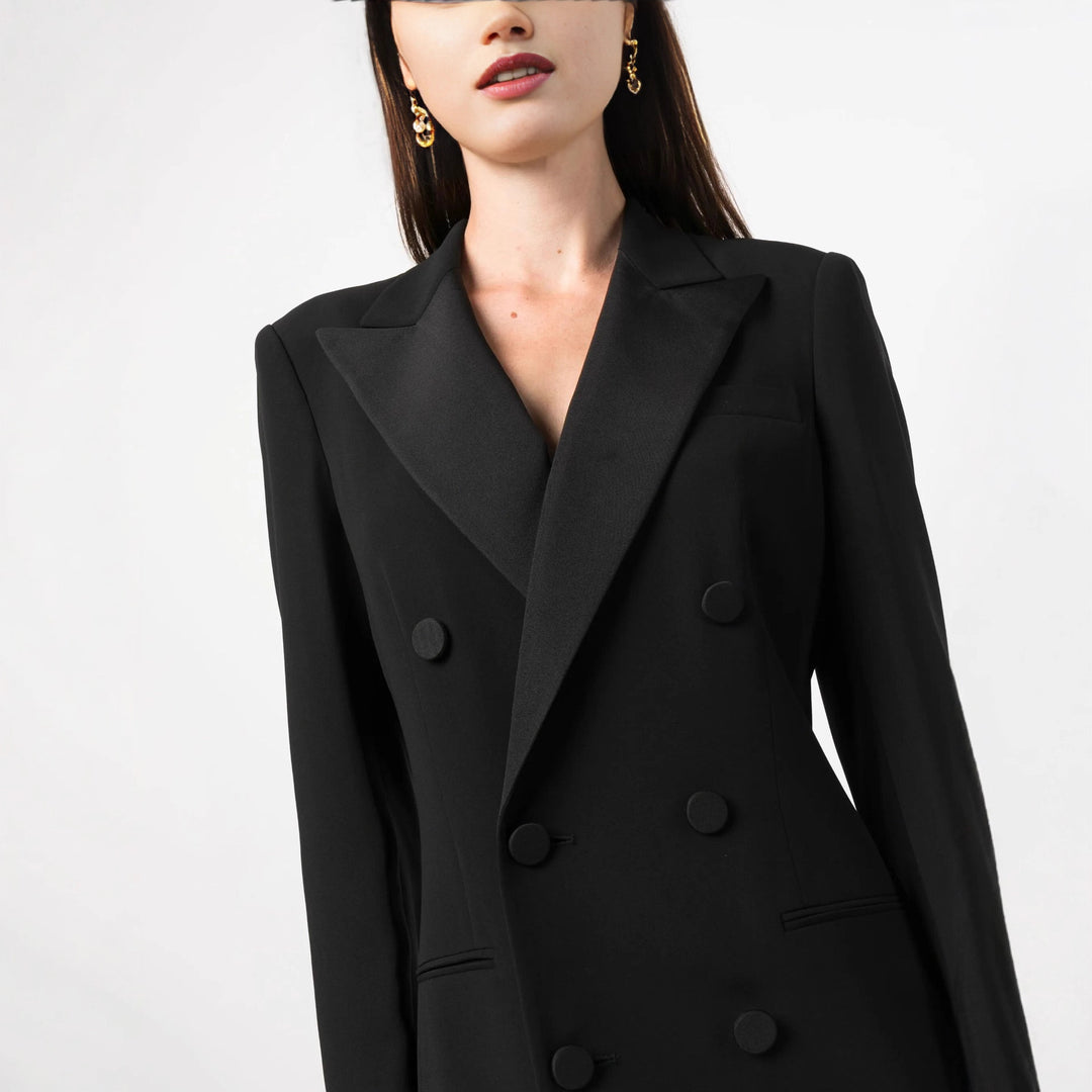 Damen Doppelreihiges Blazerkleid mit Satinrevers Echoarchiv