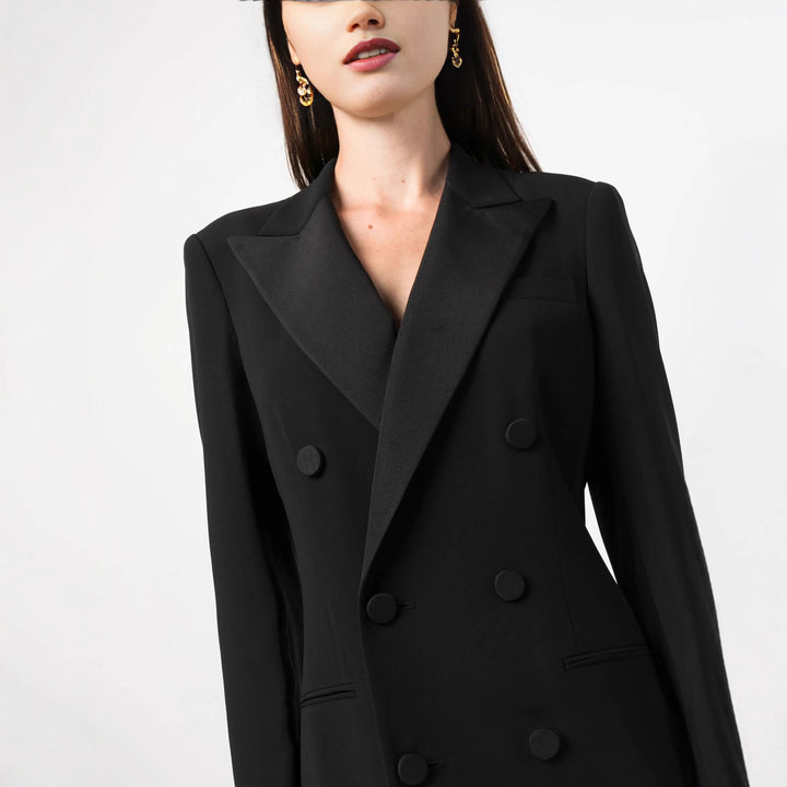 Damen Doppelreihiges Blazerkleid mit Satinrevers Echoarchiv