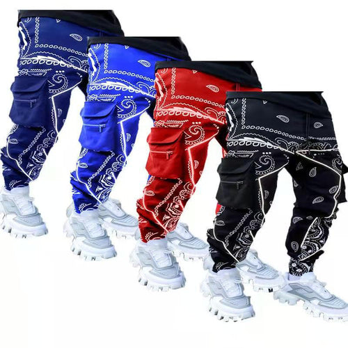 Herren Cargo-Jogginghose mit Bandana-Print, Kordelzug & Mehrfachtaschen – Bravaro