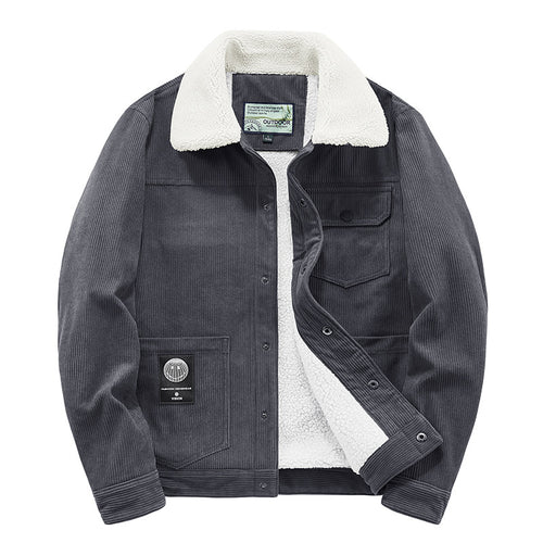 Herren Cordjacke mit Teddyfutter und Druckknopfleiste – Taviero