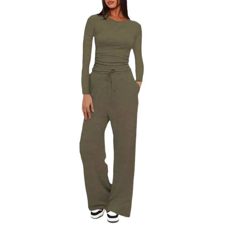 Damen Relax-Freizeithose mit extra weitem Bein, elastischem Bund und Kordelzug Echoarchiv