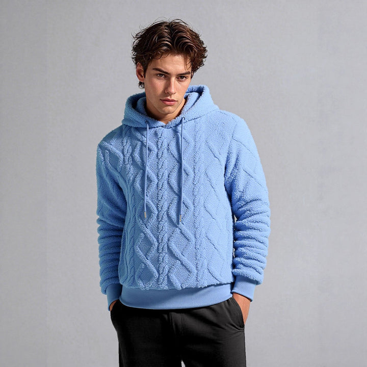 Herren Teddy-Fleece-Hoodie mit diamantstruktur, gefütterter Kapuze und weichen Rippbündchen Echoarchiv