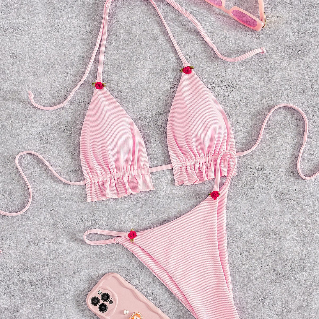 Damen Triangel-Bikini mit verspielt gerafftem Schnitt Echo Archiv