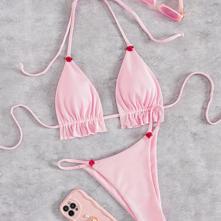 Damen Triangel-Bikini mit verspielt gerafftem Schnitt Echo Archiv