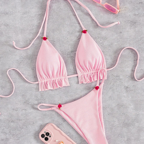 Damen Triangel-Bikini mit verspielt gerafftem Schnitt Echo Archiv