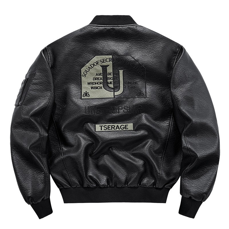 Herren Modische Kunstleder-Bomberjacke mit Taschen Echo Archiv