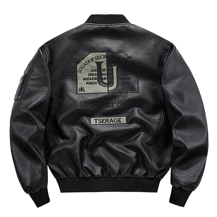 Herren Modische Kunstleder-Bomberjacke mit Taschen Echo Archiv
