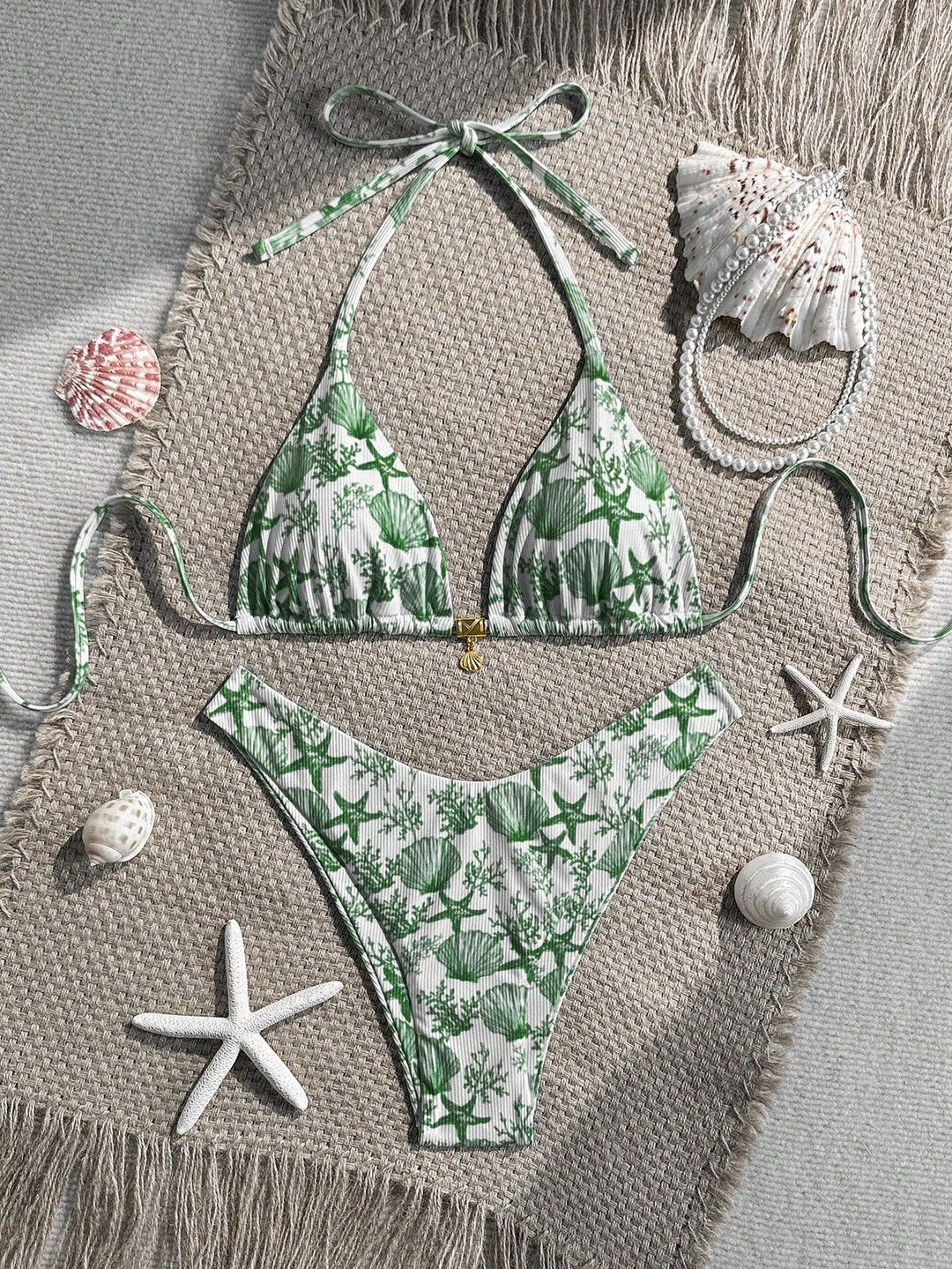 Damen Triangel-Bikini mit maritimem Korallenmuster Echo Archiv