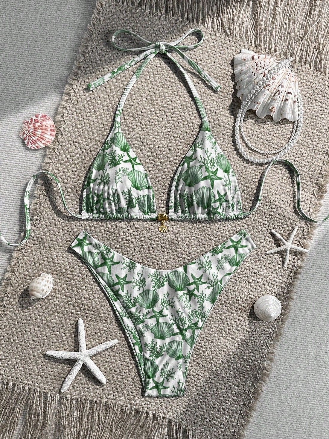 Damen Triangel-Bikini mit maritimem Korallenmuster – Maréssa