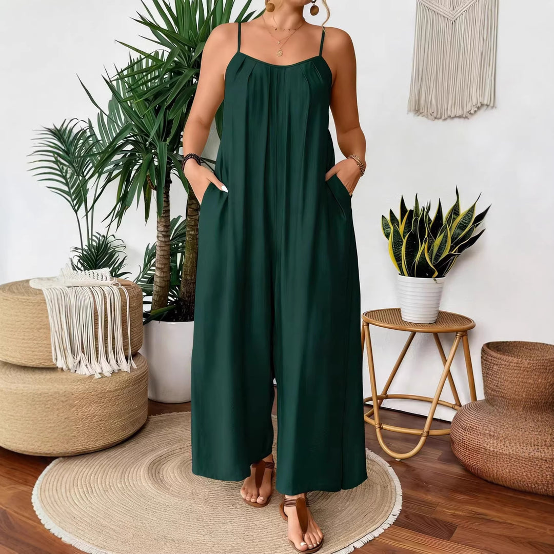 Damen luftiger Jumpsuit mit schmalen Spaghettiträgern und seitlichen Taschen Echo Archiv